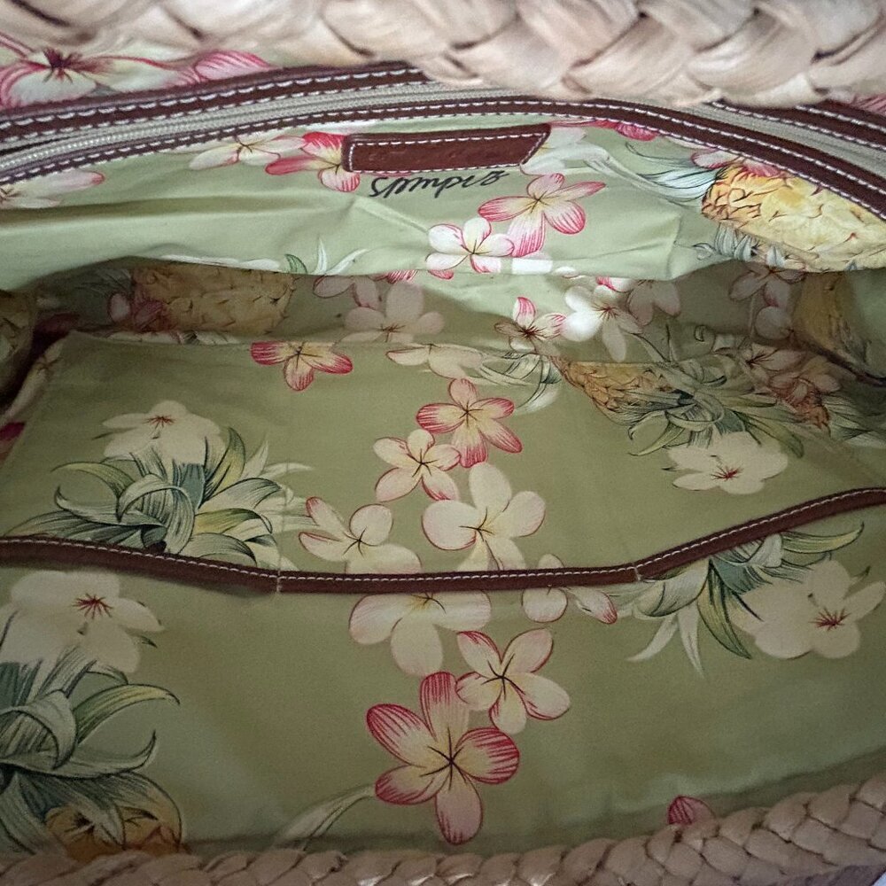 Tommy Bahama Large Straw & Leather Handbag - Picture 13 of 15